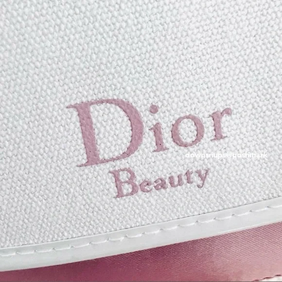 Vintage Dior satin and canvas mixed fabric makeup cosmetics bag clutch NEW - Picture 7 of 7